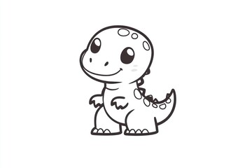 Obraz premium Cute baby dinosaur cartoon, white background, children's book illustration