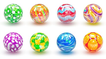Colorful Bouncy Balls Collection on White Background Ready for Playtime