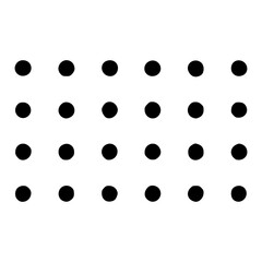 Grid of 20 evenly spaced black circles on a white background, arranged in four rows and five columns.
