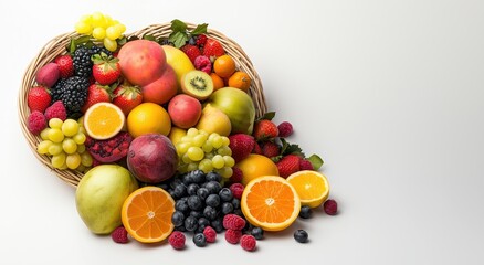 a colorful array of fresh fruits overflowing from a basket