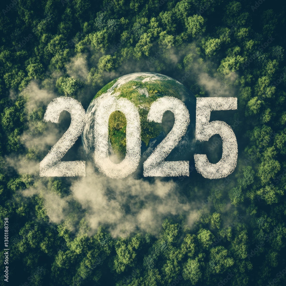 Poster earth 2025: a call for green action - visualize the future of our planet and the urgency of environm