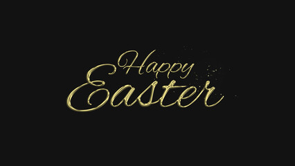 Happy Easter gold lettering text typography on gray or black background golden text banner illustration great for wishing and celebrating Happy Easter with your loved ones