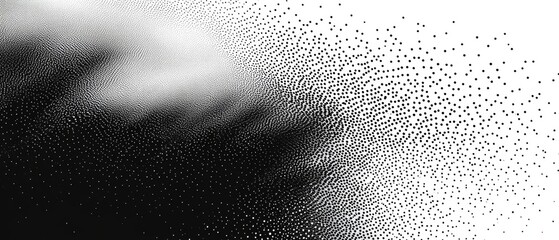 Naklejka premium Grunge noise gradient texture. Dirty grain background. Dotted halftone overlay. Sand dusty distressed wallpaper. Grungy grit pattern. Black-white random dot texture