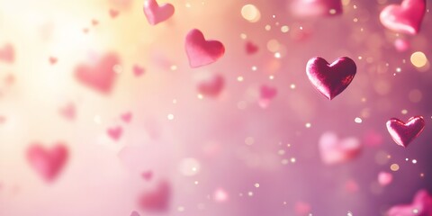 Obraz premium Soaring Hearts: A dreamy, artistic composition of floating heart shapes with a soft, pastel color palette evokes feelings of love, romance, and Valentine's Day.