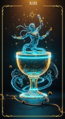 Cyber-Genie Nine of Cups Tarot Card
