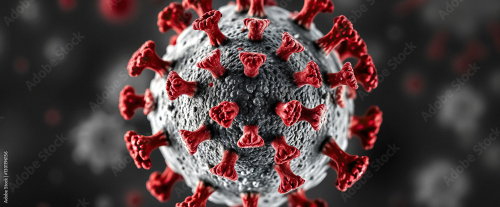 Aufkleber rendering of virus covid 19 corona hmpv microscopic pathogen with distinct surface proteins and infe