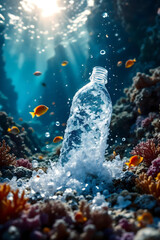 Plastic Bottle Floating in Ocean – Marine Pollution and Environmental Awareness