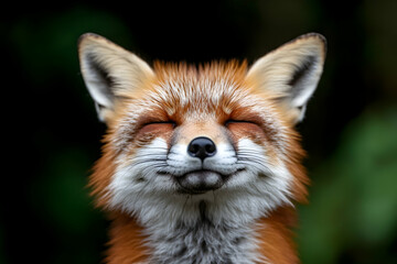 Fototapeta premium Smiling fox embodies joy and serenity in a natural setting