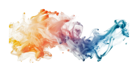 Colorful abstract smoke swirls blended together creating a vibrant visual for artistic expression and creative design projects, cut out