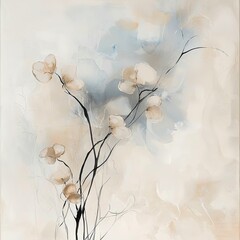 Abstract muted colors florals painting poster decoration