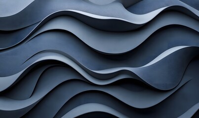 Fototapeta premium Abstract 3D Waves with Textured Surface in shades of Gray and Dark Blue