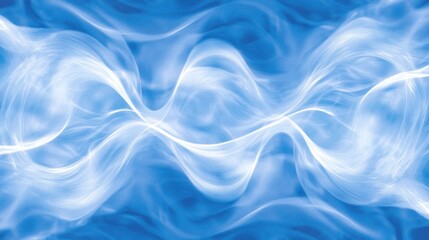 Obraz premium Abstract Blue Waves Background with White Flowing Light Streaks Design