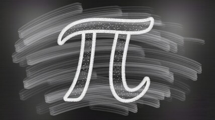hand-drawn Pi (π) symbol on a classic blackboard, sketched with chalk.
