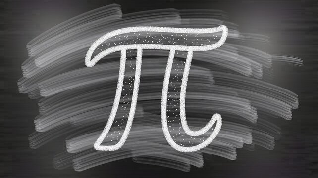 hand-drawn Pi (&pi;) symbol on a classic blackboard, sketched with chalk.
