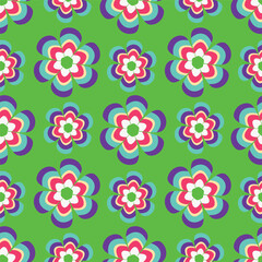 Floral seamless pattern with flowers on light blue background. Vector illustration