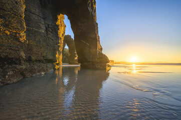 Cliff formations on Cathedral Beach,Playa de las Catedrales, Ribadeo, Galicia, Spain.