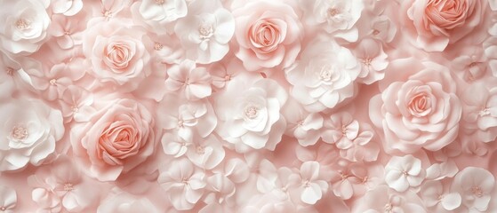 light pink roses in soft color and blur style for background. sweet color roses flowers in pastel tone with blurred style for background pattern texture. sweet color flower petals in soft color