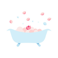 Naklejka premium Relaxing bathtub with rose petals