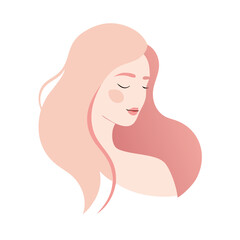 Soft pink portrait of a serene woman