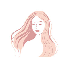 Woman with long wavy hair and closed eyes