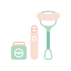 Skincare tools including jade roller and serum