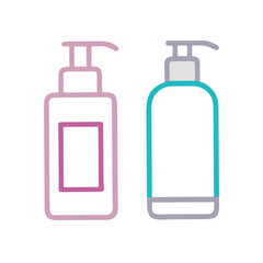 Set of three skincare bottles in outline style
