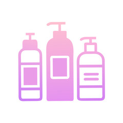 Set of pink skincare bottles in outline style