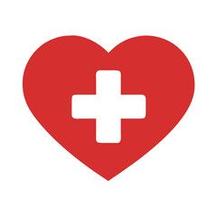 Red heart with a medical cross symbol