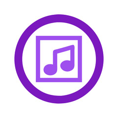 Purple music note inside a circle