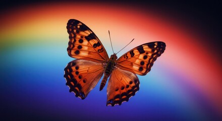 A Butterfly Against a Rainbow Background in Berrypunk Style