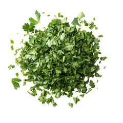 Obraz premium Fresh chopped parsley pile culinary herb green garnish food ingredient isolated transparent background