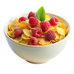 bowl of cereal with raspberries