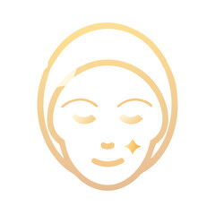 Relaxing face skincare icon in gold