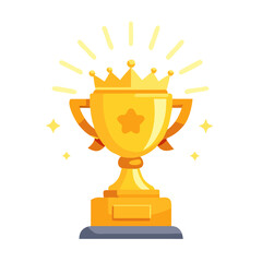 Golden trophy cup with shining stars