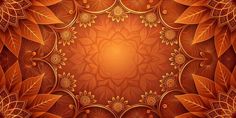 Intricate Autumnal Floral Design with a Central Mandala and Ornate Leaf Motifs in Warm, Rich Hues