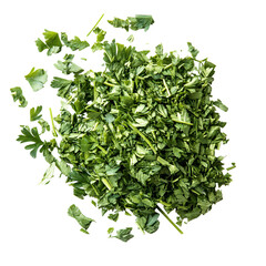 Obraz premium Fresh chopped parsley pile culinary herb green leaves food ingredient isolated transparent background