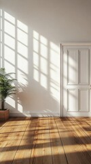Sunlight streaming through window in minimalist room