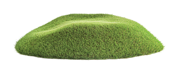 Fresh green hill of grass suitable for park landscaping or garden design in a tranquil environment, cut out