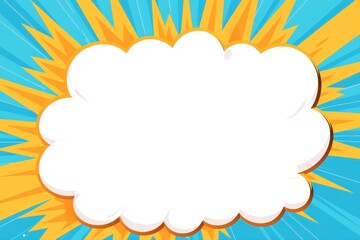 Speech bubble with white cloud empty comic book panel design for text and dialogue on a colorful background