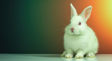 Fototapeta premium Fluffy White Rabbit Posing for the Camera