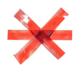 Creative design with red tape arranged in an eye-catching cross pattern for decoration or signage purposes, cut out