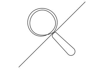 Continuous one line drawing magnifying glass symbol concept vector illustration
