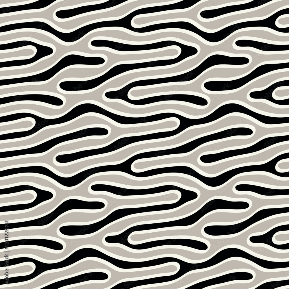 Wall mural vector seamless pattern. free form organic shapes. stylish smooth weaving structure. natural zigzag 