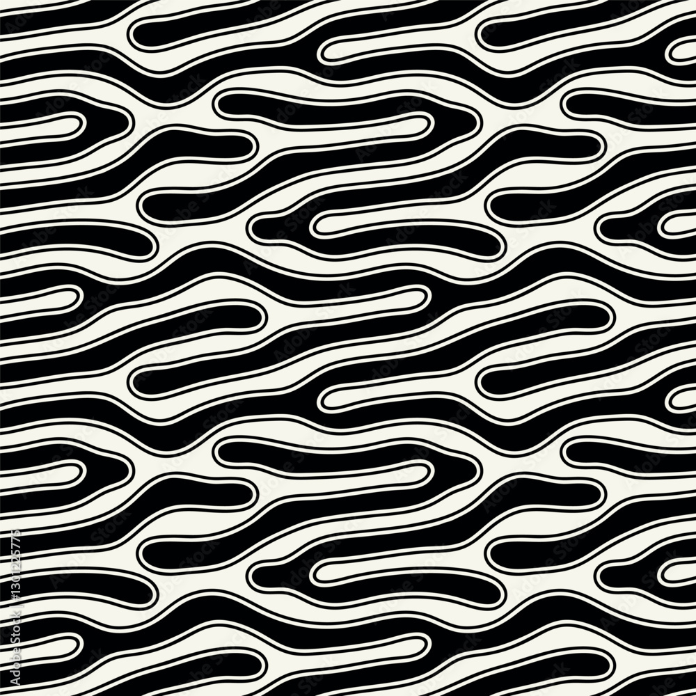 Wall mural vector seamless pattern. free form organic shapes. stylish smooth weaving structure. natural zigzag 
