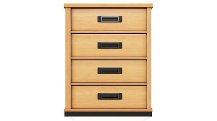 Stylish wooden drawer unit asset in-house furniture on white background modern minimalist design