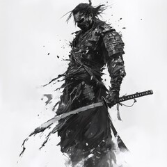 black and white samurai wallpaper