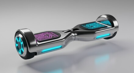 Naklejka premium Futuristic Hoverboard with Neon Circuits