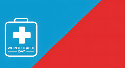 Fototapeta premium Sleek and modern image highlighting a medical cross for World Health Day with bold color blocks