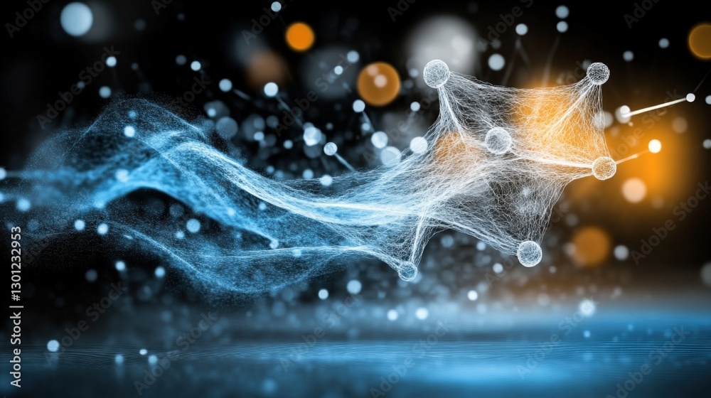 Poster dynamic flow of energy particles abstract environment digital art futuristic setting macro viewpoint