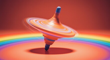 Spinning Top Against a Rainbow in Berrypunk Style
